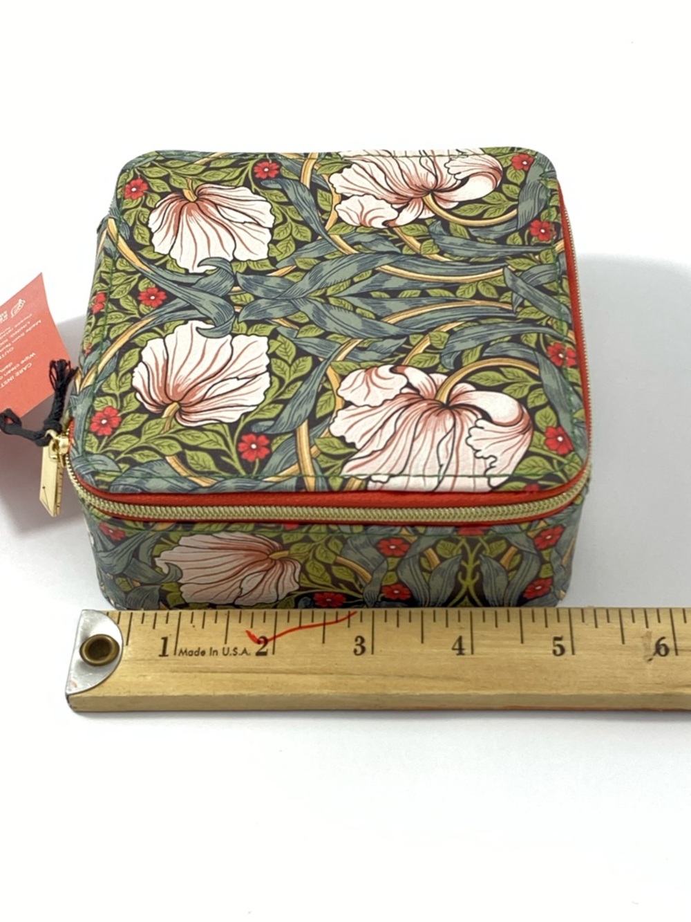 William Morris Women’s Pimpernel Jewelry Case Floral Green Pink Red Zipper NWT - Picture 16 of 16